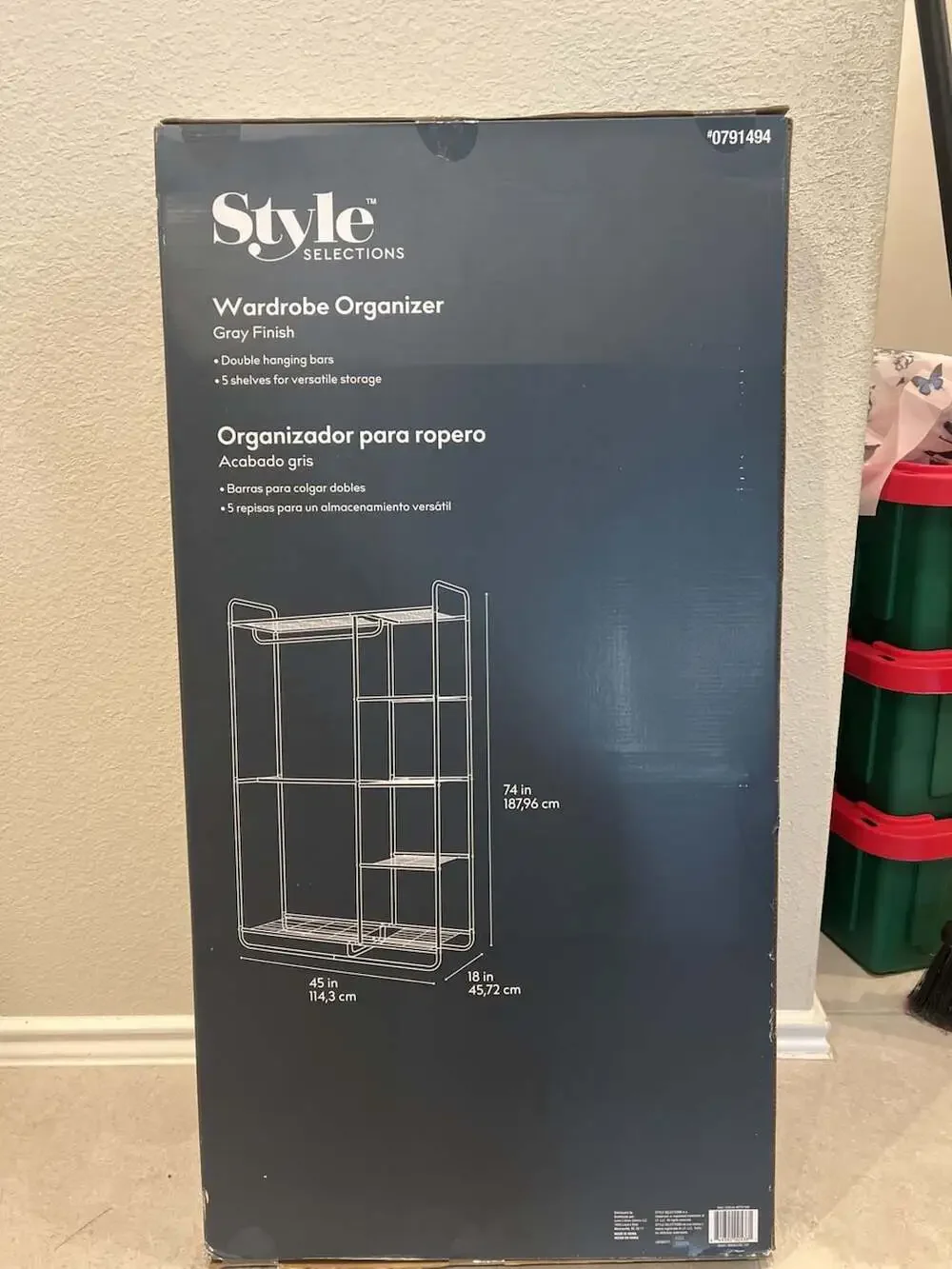 Style Selections Wardrobe Organizer Gray Finish 45 in x 18 in x 74 in